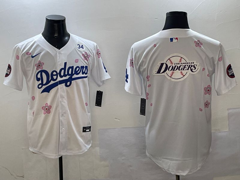 Men Los Angeles Dodgers Blank White Sakura Edition 2025 Nike MLB Jersey style 28->los angeles dodgers->MLB Jersey
